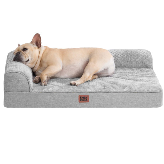 Frestano™ Orthopedic Dog Bed for Medium Dogs – Memory Foam, Washable Cover, Waterproof, Non-Skid Bottom, 30x20x6, Grey