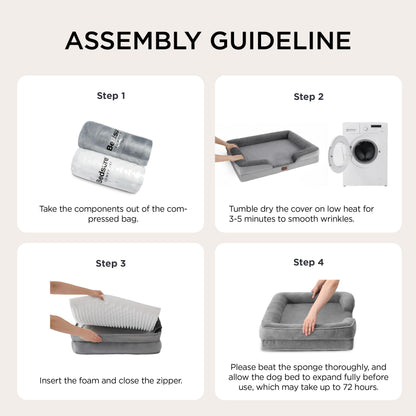 Frestano™ Orthopedic Dog Bed – Large, Washable, Waterproof Pet Couch with Removable Cover & Non-Skid Bottom, 35