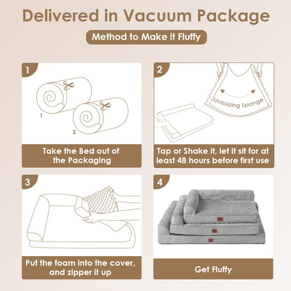 Frestano™ Orthopedic Dog Bed for Medium Dogs – Memory Foam, Washable Cover, Waterproof, Non-Skid Bottom, 30x20x6, Grey