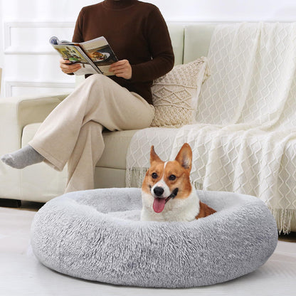 Frestano™ Calming Anti-Anxiety Dog & Cat Bed – Fluffy Donut Cushion for Small & Medium Pets, 20