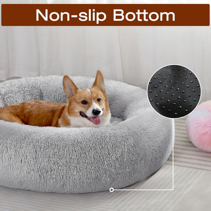 Frestano™ Calming Anti-Anxiety Dog & Cat Bed – Fluffy Donut Cushion for Small & Medium Pets, 20