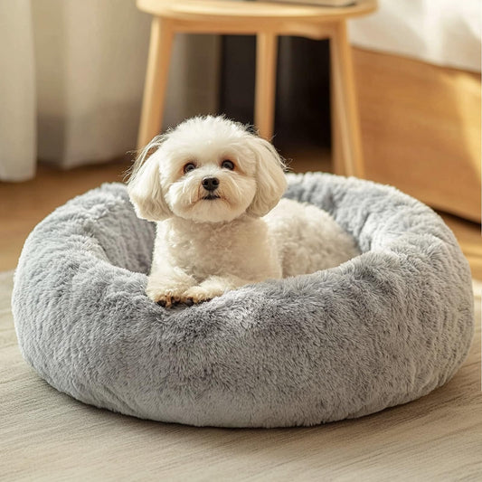 Frestano™ Calming Anti-Anxiety Dog & Cat Bed – Fluffy Donut Cushion for Small & Medium Pets, 20