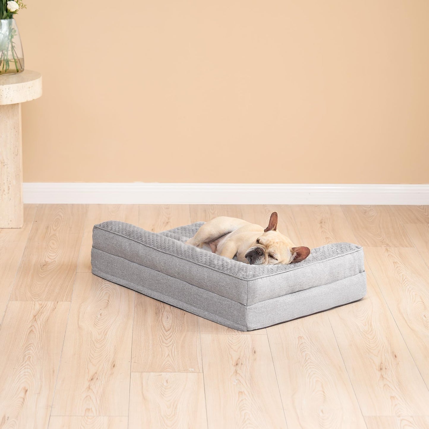 Frestano™ Orthopedic Dog Bed for Medium Dogs – Memory Foam, Washable Cover, Waterproof, Non-Skid Bottom, 30x20x6, Grey
