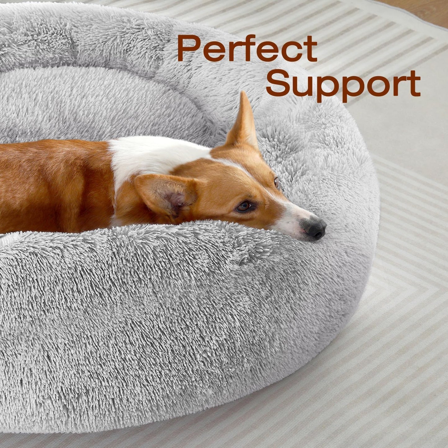 Frestano™ Calming Anti-Anxiety Dog & Cat Bed – Fluffy Donut Cushion for Small & Medium Pets, 20