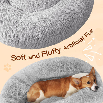 Frestano™ Calming Anti-Anxiety Dog & Cat Bed – Fluffy Donut Cushion for Small & Medium Pets, 20