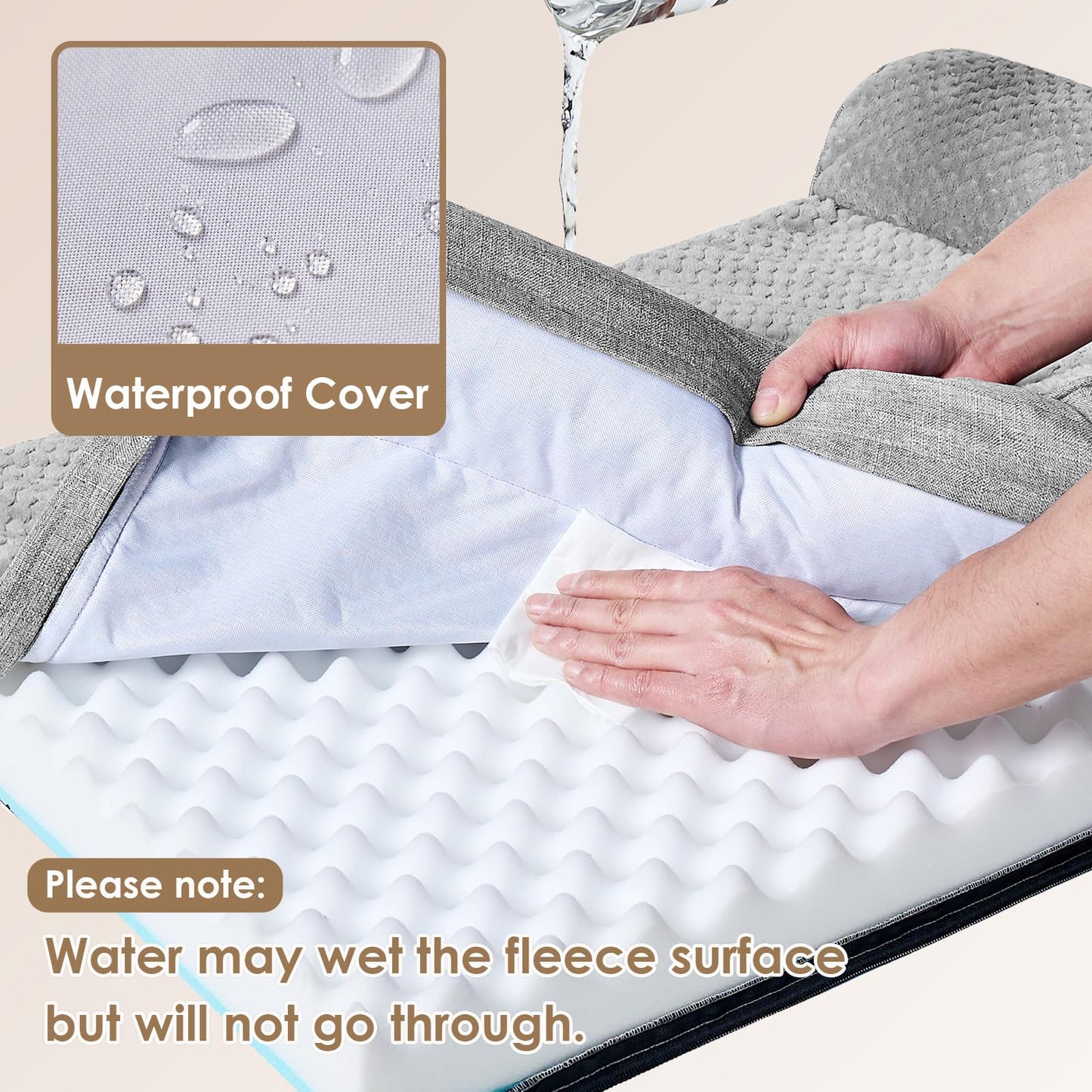 Frestano™ Orthopedic Dog Bed for Medium Dogs – Memory Foam, Washable Cover, Waterproof, Non-Skid Bottom, 30x20x6, Grey