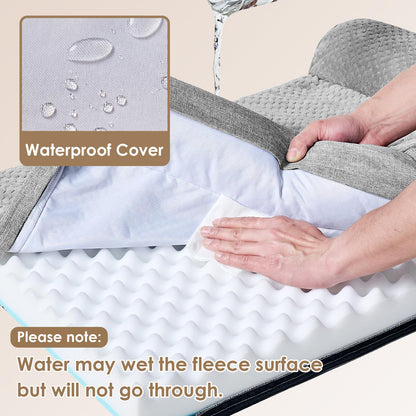 Frestano™ Orthopedic Dog Bed for Medium Dogs – Memory Foam, Washable Cover, Waterproof, Non-Skid Bottom, 30x20x6, Grey
